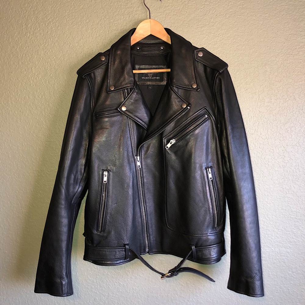 New Leather Motorcycle Jacket (L but fits like a trim XL)